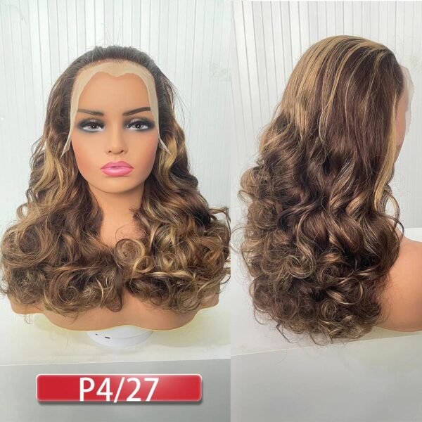 #4/30 Double Drawn Bouncy Curl 13x4 Transparent Lace Full Frontal 300% Density Wig